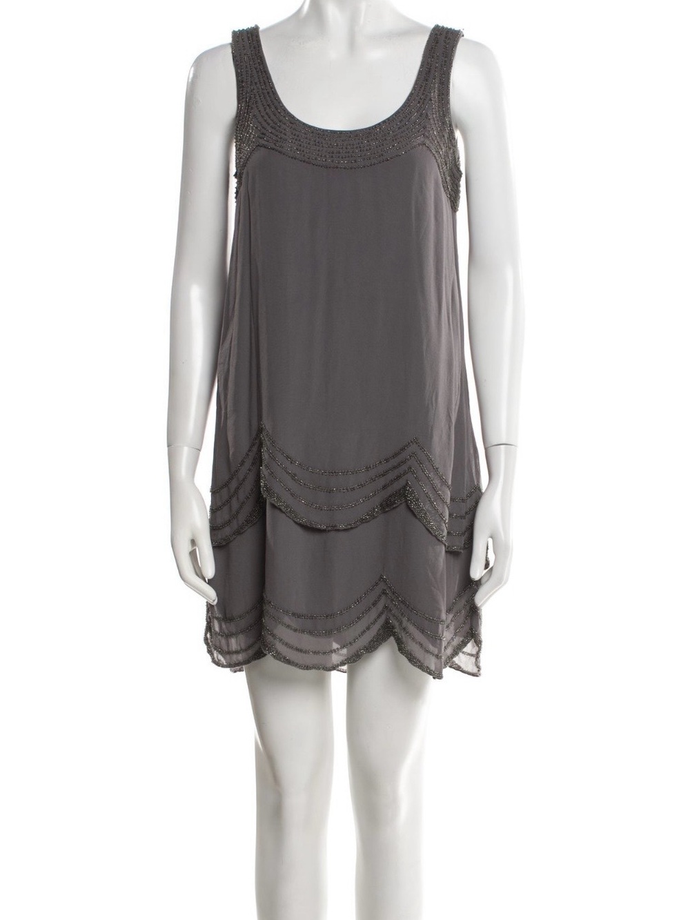 Joie Gray Beaded Mini Dress